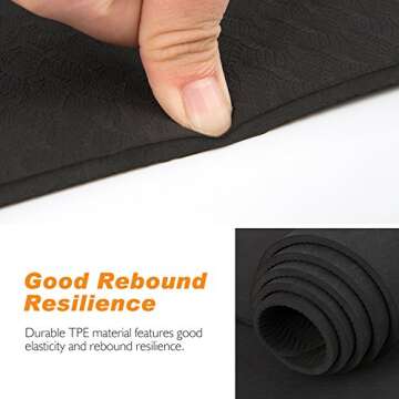 TOPLUS Yoga Mat, 1/4 inch Pro Yoga Mat TPE Eco Friendly Non Slip Fitness Exercise Mat with Carrying Strap-Workout Mat for Yoga, Pilates and Floor Exercises (Black)