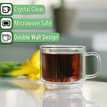 BTaT Stackable Insulated Glass Coffee Mugs Set of 4