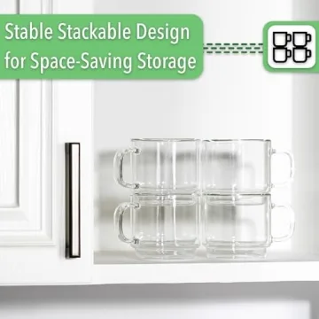 BTaT Stackable Insulated Glass Coffee Mugs Set of 4