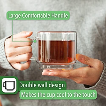 BTaT Stackable Insulated Glass Coffee Mugs Set of 4