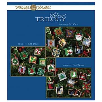 Advent Trilogy (2019) Mill Hill Beaded Cross Stitch Kits, Set of 3 Includes All 26 Mini Ornaments Pl...