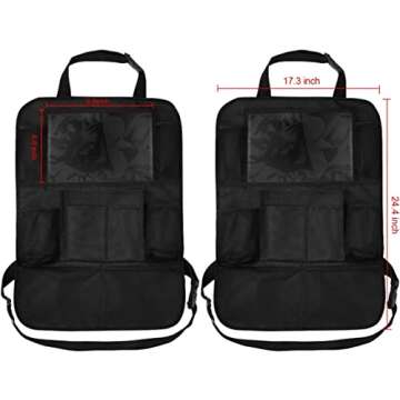 Reserwa Back Seat Car Organiser Step Mat Back Seat Storage Bag with Clear Display Tablet Holder and 9 Storage Pockets, Backrest Protector with USB/Headphone Slots