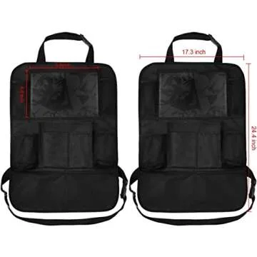 Reserwa Back Seat Car Organiser Step Mat Back Seat Storage Bag with Clear Display Tablet Holder and 9 Storage Pockets, Backrest Protector with USB/Headphone Slots