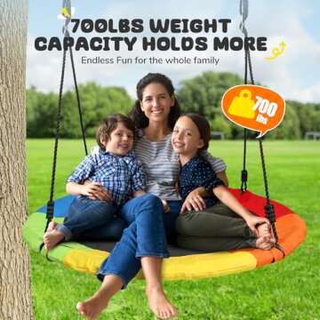Trekassy 700lb 40 Inch Saucer Tree Swing for Kids Adults Outdoor 900D Oxford Waterproof with 2pcs Tr...