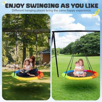 Trekassy 700lb 40 Inch Saucer Tree Swing for Kids Adults Outdoor 900D Oxford Waterproof with 2pcs Tree Hanging Straps, Steel Frame and Adjustable Ropes
