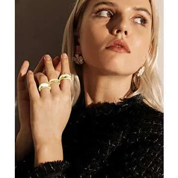 Fansilver Gold Chunky Dome Rings Set - Stylish & Elegant