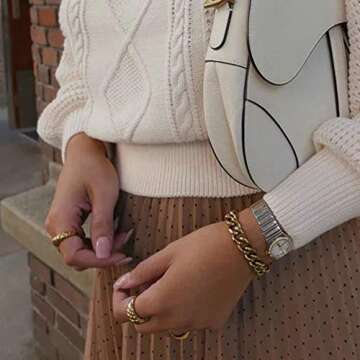 Fansilver Gold Chunky Dome Rings Set - Stylish & Elegant