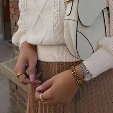 Fansilver Gold Chunky Dome Rings Set - Stylish & Elegant