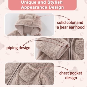 AiWMGL Baby Bear Onesie with Mittens & Footies for Infants