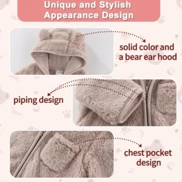 AiWMGL Baby Bear Onesie with Mittens & Footies for Infants