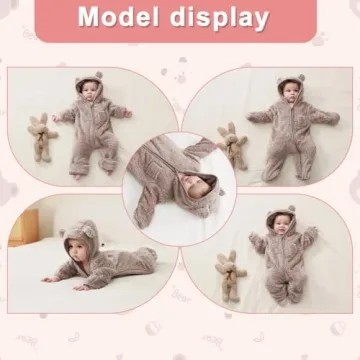 AiWMGL Baby Bear Onesie with Mittens & Footies for Infants
