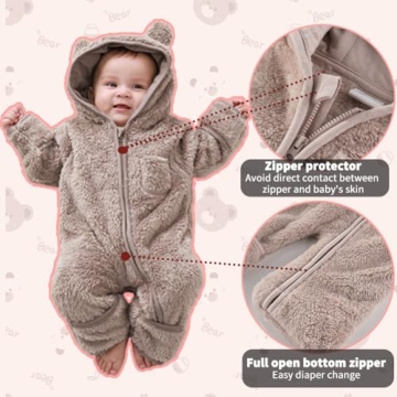 AiWMGL Baby Bear Onesie with Mittens & Footies for Infants