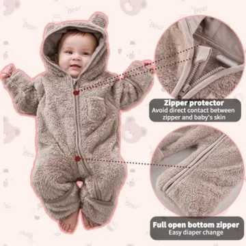 AiWMGL Baby Bear Onesie with Mittens & Footies for Infants