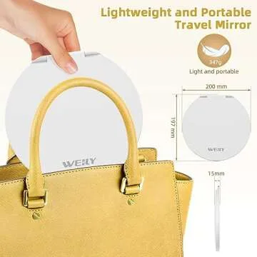 WEILY Make Up Mirror with Lights, Handheld Mirror Travel Mirror with 3 Color Lighting and Dimmable T...