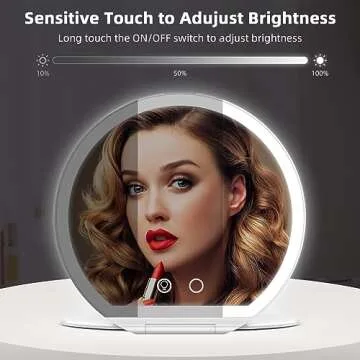 WEILY Make Up Mirror with Lights, Handheld Mirror Travel Mirror with 3 Color Lighting and Dimmable Touch Screen, USB Rechargeable and 300° Rotating Lighted Makeup Mirror, Gifts for Girl, Women