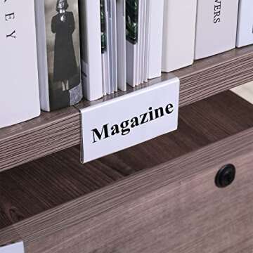 Containlol 15 Pieces Moveable Shelf Label Holders Clear Transparent Shelves Tags Index Card Pockets Library Markers Label Display Holder for Classroom Office Book(9.06 x 3.03 x 1.57 Inch)