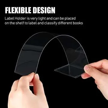 Containlol 15 Pieces Moveable Shelf Label Holders Clear Transparent Shelves Tags Index Card Pockets Library Markers Label Display Holder for Classroom Office Book(9.06 x 3.03 x 1.57 Inch)