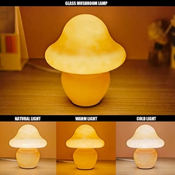CometMars Cute Glass Mushroom Lamp for Stylish Home Decor