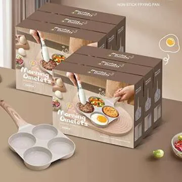 MIUGO Four-Cup Fried Egg Pan, Medical Stone Non-Stick Frying Pan for Breakfast,Divided Egg Omelet Pans Suitable for Gas Stove and Induction Cooker (3-inch eggs)