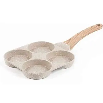 MIUGO Four-Cup Fried Egg Pan, Medical Stone Non-Stick Frying Pan for Breakfast,Divided Egg Omelet Pans Suitable for Gas Stove and Induction Cooker (3-inch eggs)