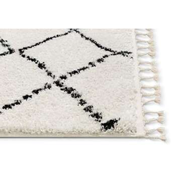 Well Woven Panto Ivory Moroccan Shag Diamond Trellis Pattern Area Rug 7'10" x 9'10"