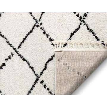 Well Woven Panto Ivory Moroccan Shag Diamond Trellis Pattern Area Rug 7'10" x 9'10"