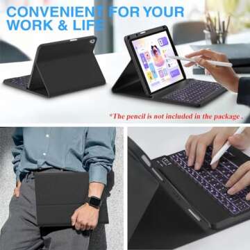 BLUTLOTUS 10.2 Inch iPad Case with Backlit Keyboard