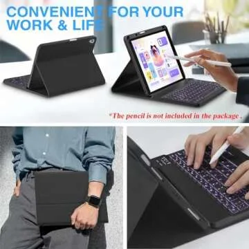 BLUTLOTUS 10.2 Inch iPad Case with Backlit Keyboard
