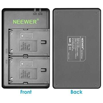 NEEWER NP-F550 Battery Charger Compatible with Sony NP-F970 F750 F770 F960 F550 F530 F330 F570 CCD-SC55 TR516 TR716 TR818 TR910 NEEWER LED Light/Monitor/Camera Slider (2 Packages, Red ES)