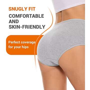 TANSTC Period Underwear for Women 3PCS Hipster Cotton Menstrual Panties for Teens