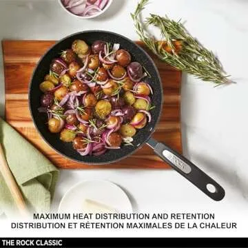 Starfrit The Rock 24 cm (9.5") Non-Stick Fry Pan - Durable Forged Aluminum - Oven Safe - PFOA Free - Easy to Clean - Black