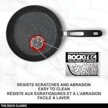 Starfrit The Rock 24 cm (9.5") Non-Stick Fry Pan - Durable Forged Aluminum - Oven Safe - PFOA Free - Easy to Clean - Black