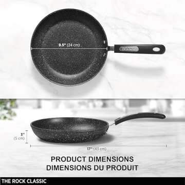 Starfrit The Rock 24 cm (9.5") Non-Stick Fry Pan - Durable Forged Aluminum - Oven Safe - PFOA Free - Easy to Clean - Black