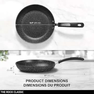 Starfrit The Rock 24 cm (9.5") Non-Stick Fry Pan - Durable Forged Aluminum - Oven Safe - PFOA Free - Easy to Clean - Black