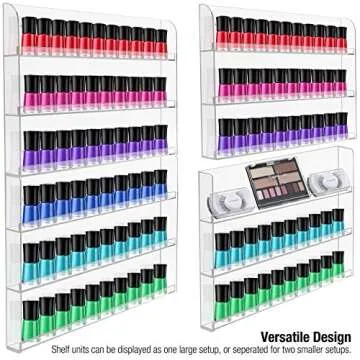 Sorbus Nail Polish Rack Wall Mounted Organizer Shelf - Clear Acrylic Shelves - 2 Pack: 3 Tiers Per R...
