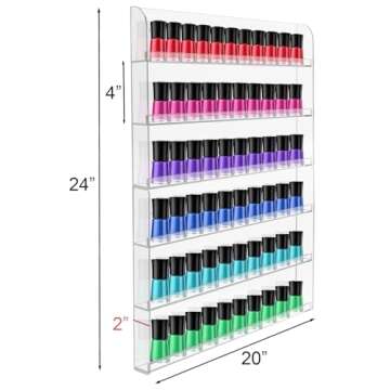 Sorbus Nail Polish Rack Wall Mounted Organizer Shelf - Clear Acrylic Shelves - 2 Pack: 3 Tiers Per Rack - Holds up to 108 Nail Polish Bottles - Display Rack for Home, Salon, Spa, & Shop (21 x 24 in)