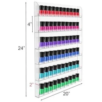 Sorbus Nail Polish Rack Wall Mounted Organizer Shelf - Clear Acrylic Shelves - 2 Pack: 3 Tiers Per Rack - Holds up to 108 Nail Polish Bottles - Display Rack for Home, Salon, Spa, & Shop (21 x 24 in)