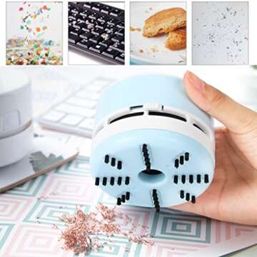 FineInno Mini Crumb Vacuum Cleaner Portable Desktop Sweeper Handheld Cordless Multifunction Cleaning...