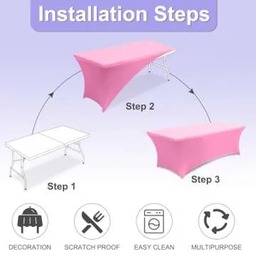 ABCCANOPY 8 FT Spandex Table Cover Fitted Stretch Polyester Tablecloth for Rectangular Folding Table Lash Bed Massage Washable Table Protector