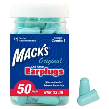 Mack's Original Soft Foam Earplugs, 50 Pair - 33dB Highest NRR, Comfortable Ear Plugs for Sleeping, ...