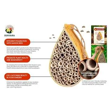 SunVara Mason Bee House Eco-Friendly Garden Pollinator Hotel