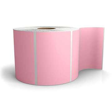 3” X 2" Direct Thermal Perforated Stickers Labels for Barcodes, Address, Small Business Labeling, Inventory and Color Coding - Compatible with Zebra, Rollo, Munbyn, and More (1 ROLL, Pink)