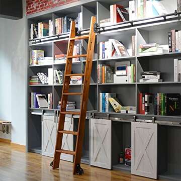 CCTC Sliding Barn Door Kit 3.3ft-13ft Sliding Ladder Library Full Set Hardware Rolling Track (No Lad...