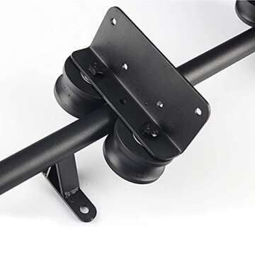 CCTC Sliding Barn Door Kit 3.3ft-13ft Sliding Ladder Library Full Set Hardware Rolling Track (No Ladder), Steel Round Tube Mobile Ladder Track for Home/Indoor/Loft, with Floor Roller Wheels