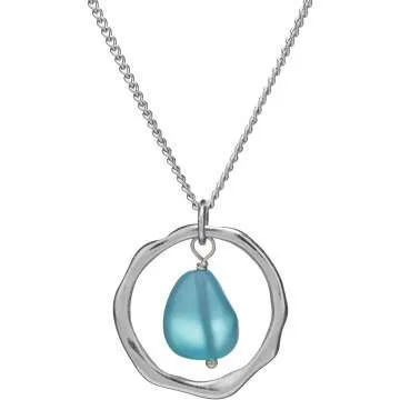 Ocean Waves Glass Pendant - Handcrafted Beach Jewelry