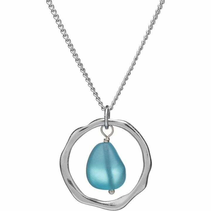 Ocean Waves Glass Pendant - Handcrafted Beach Jewelry