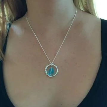 Ocean Waves Glass Pendant - Handcrafted Beach Jewelry