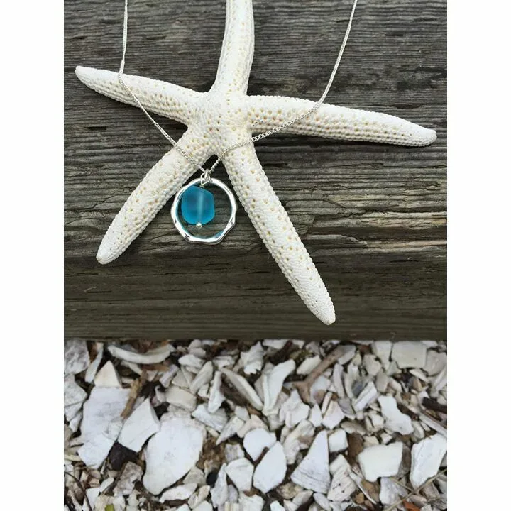 Ocean Waves Glass Pendant - Handcrafted Beach Jewelry