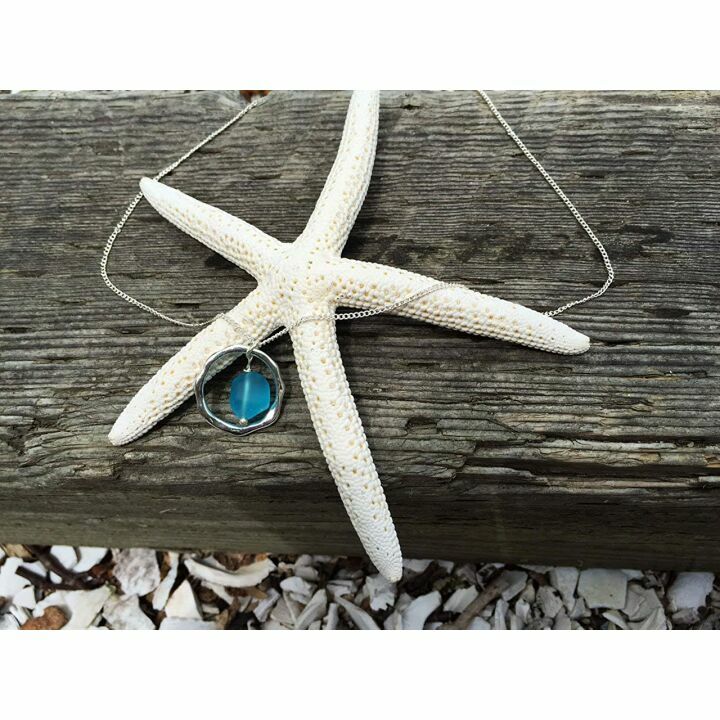 Ocean Waves Glass Pendant - Handcrafted Beach Jewelry