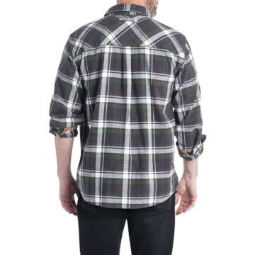 Legendary Whitetails Men's Standard Buck Camp Flannel, Long Sleeve Plaid Button Down Casual Shirt, C...